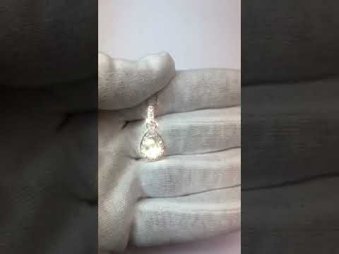 Pear And Round Diamond Necklace Pendant 1.45 Carat White Gold 14K