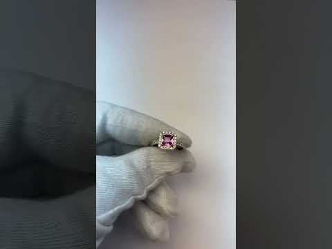 2 Ct Pink Sapphire And Diamond Ring 14K White Gold