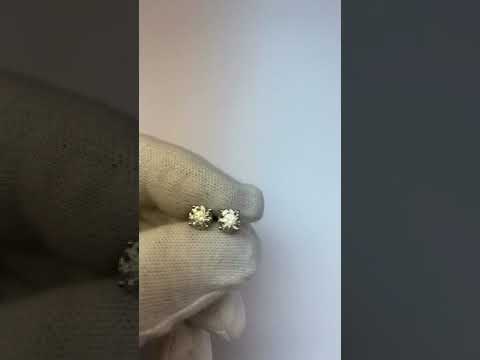 Bezel Set Round Diamond  White Gold Stud Earrings