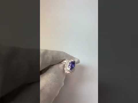  Females Fancy  Diamond With Marquise Cut Tanzanite Stone Ring White Gold  