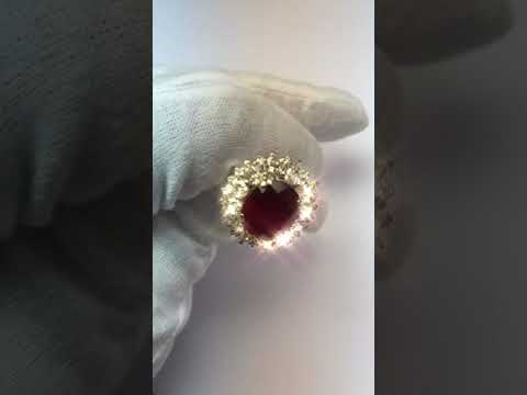 Best Quality Round And Pear Cut Ruby With Diamonds Ring White Gold Gemstone Ring
