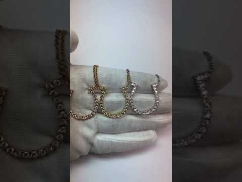 2.5 Ct Round Cut Diamonds Horseshoe Pendant Necklace14K White Gold