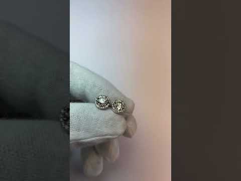 new  Diamond Engagement Ring White Gold Studs Halo Earrings