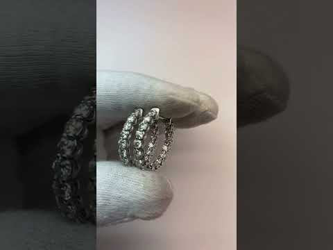 5.85 Carats Natural Diamond Women Hoop Earrings Gold White 14K