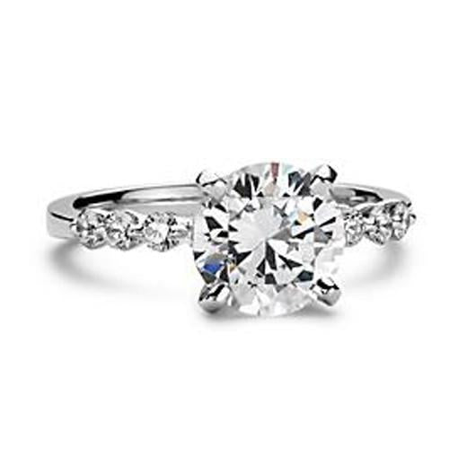 Huge Round  Solitaire Ring with Accents White Gold Diamond