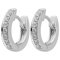 Hoop Earrings White Gold 14K Ave Set 2.40 Ct Round Cut Diamonds