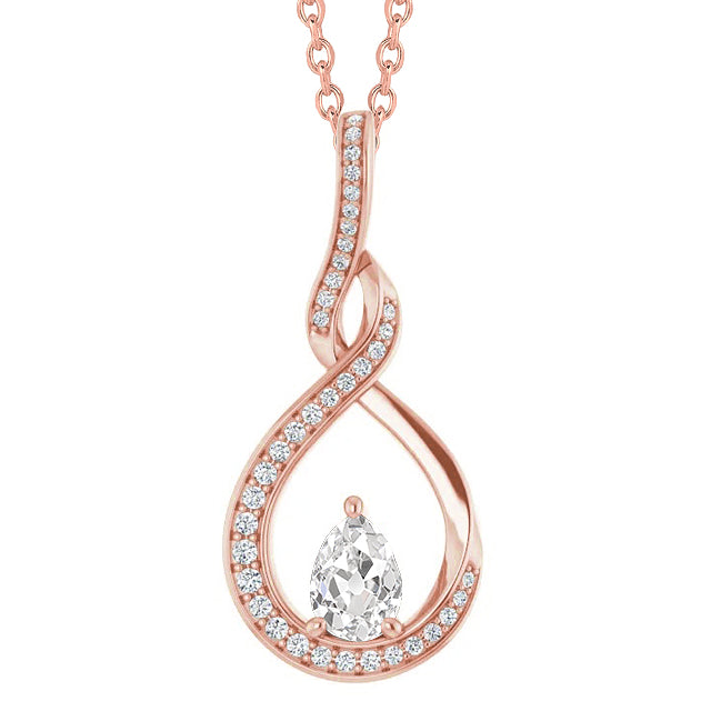 Infinity Style Natural Earth Mined Diamond Pendant Slide Round & Pear ...