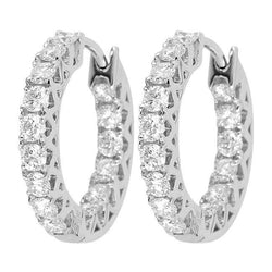 Inside Out 3.20 Ct Round Cut Diamonds Women Hoop Earrings Gold White
