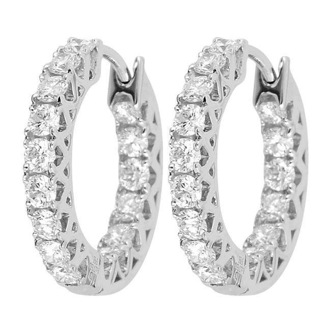 Inside Out 3.20 Ct Round Cut Diamonds Women Huggy Earrings Gold White Earrings