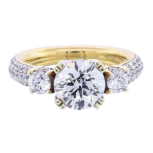  Lady’s White Gold Round Anniversary Solitaire Ring with Accents Diamond