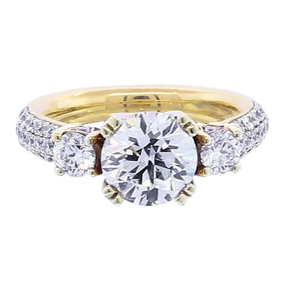  Lady’s White Gold Round Anniversary Solitaire Ring with Accents Diamond