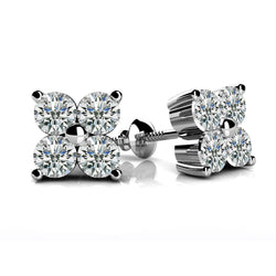 Ladies 4 Ct Round Brilliant Cut Natural Earth Mined Diamonds Stud Earrings White Gold 14K