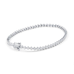Ladies Bracelet 3 Carats Round Cut Small Natural Earth Mined Diamonds White Gold 14K