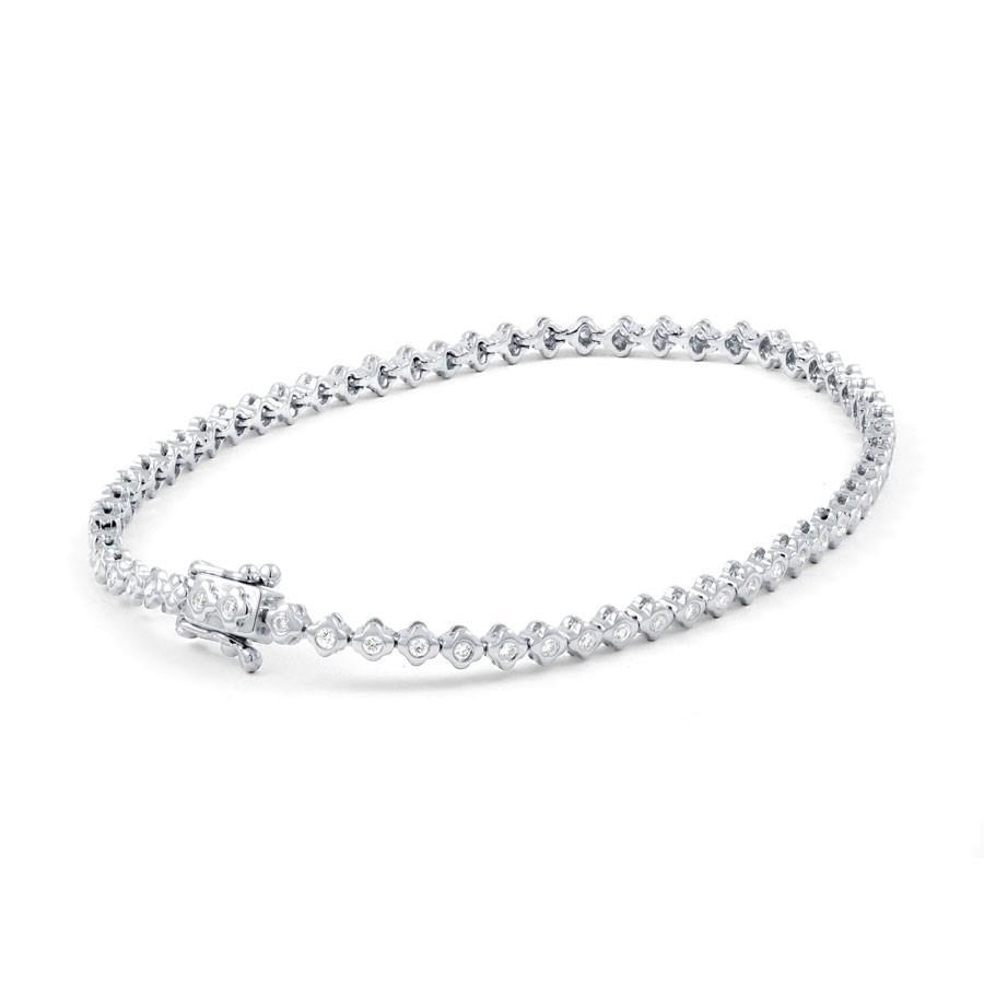 Ladies Bracelet 2.40 Carats Round Cut Small Diamonds White Gold 14K Tennis Bracelet