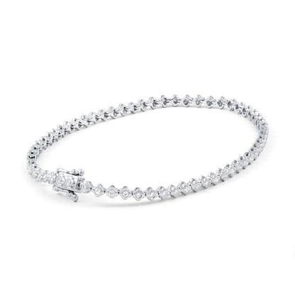 Ladies Bracelet 2.40 Carats Round Cut Small Diamonds White Gold 14K Tennis Bracelet