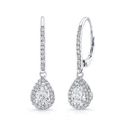 Ladies Dangle Earrings 4.80 Carats Sparkling Diamonds White Gold 14K
