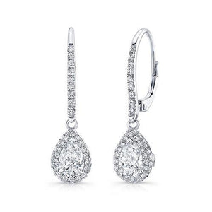 Ladies Dangle Earrings 4.80 Carats Sparkling Diamonds White Gold 14K Dangle Earrings