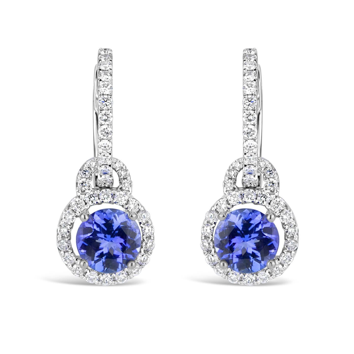 Ladies Dangle Earrings  Tanzanite With Diamonds Gemstone Earring