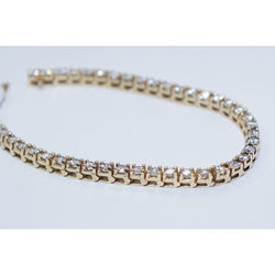 Genuine  Ladies Diamond Tennis Bracelet 5 Carats Yellow Gold Fine Jewelry New