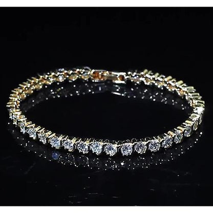 Ladies Diamond Tennis Bracelet 8 Carats F Vs1 Yellow Gold 14K Jewelry Tennis Bracelet