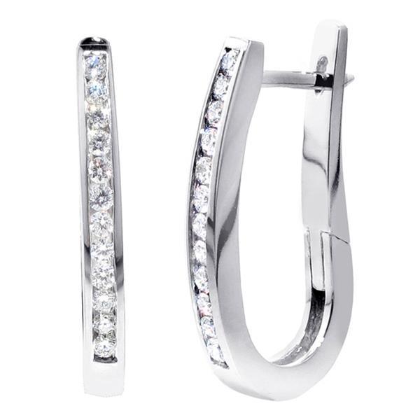 Ladies Hoop Earrings 3.35 Carats Round Cut Diamonds White Gold 14K Hoop Earrings