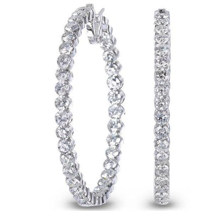 Ladies Hoop Earrings  Brilliant Cut Diamonds White Gold 
