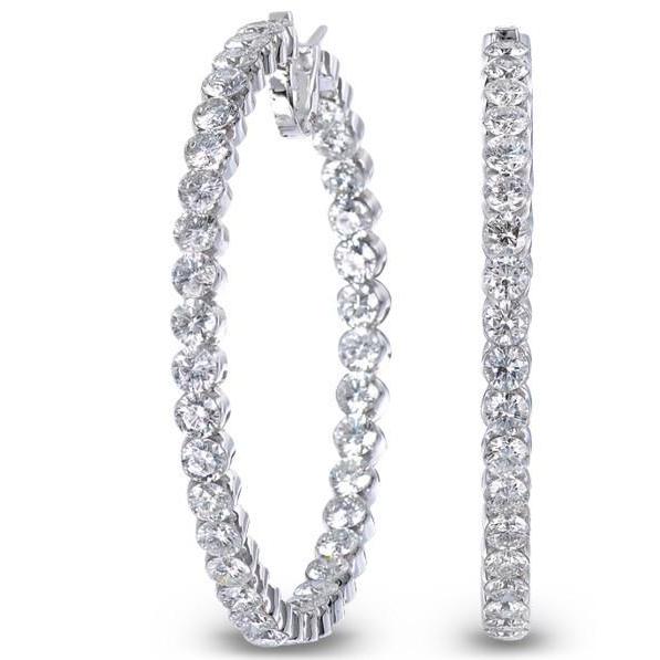 Ladies Hoop Earrings  Brilliant Cut Diamonds White Gold 