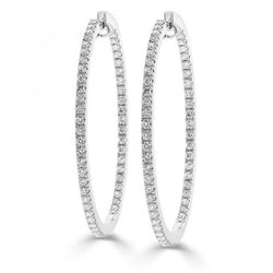 Ladies Hoop Earrings F Vvs1 4.30 Carats Diamonds White Gold 14K