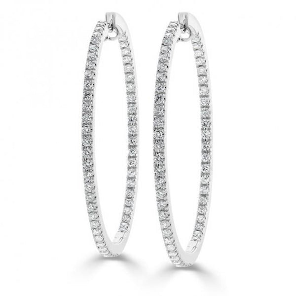Ladies Hoop Earrings F Vvs1 4.30 Carats Diamonds White Gold 14K Hoop Earrings