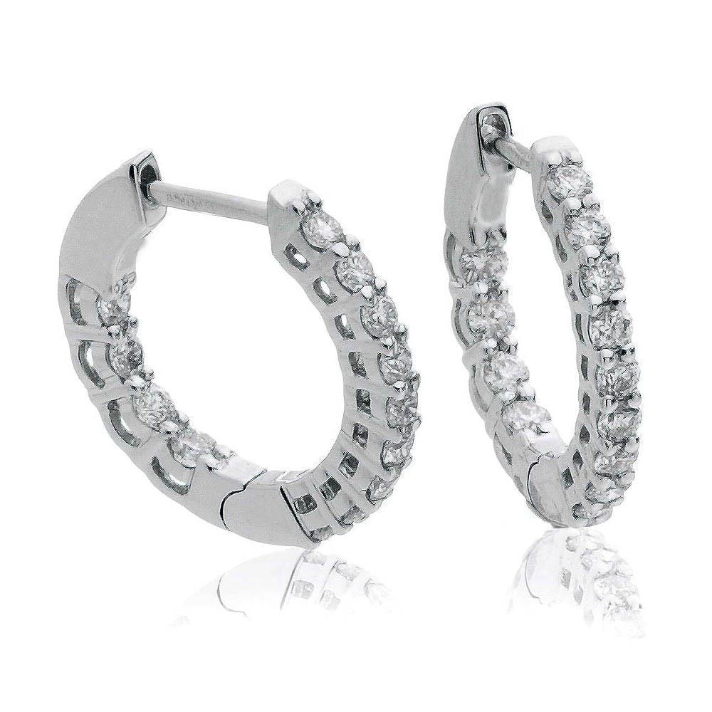 Ladies Hoop Earrings White Gold 14K Round Cut 2.85 Ct Diamonds Hoop Earrings
