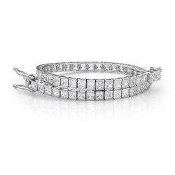 Natural  Ladies Princess Cut 12.10 Carats Diamond Tennis Fine Bracelet Jewelry