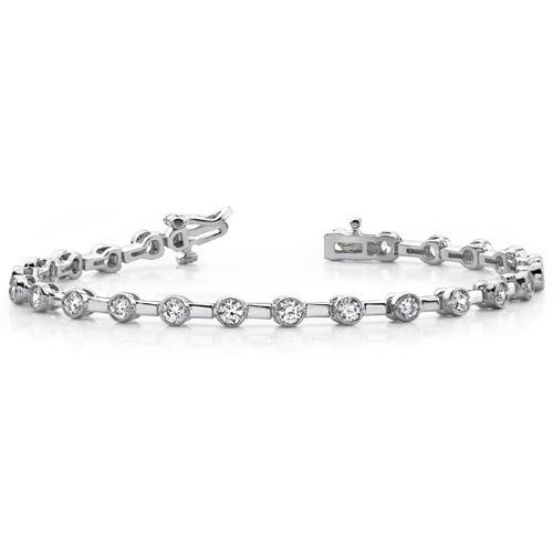 Ladies Round Bezel Set Diamond Tennis Bracelet White Gold 2.75 Carats Tennis Bracelet