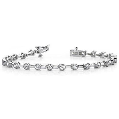 Ladies Round Bezel Set Diamond Tennis Bracelet White Gold 2.75 Carats Tennis Bracelet