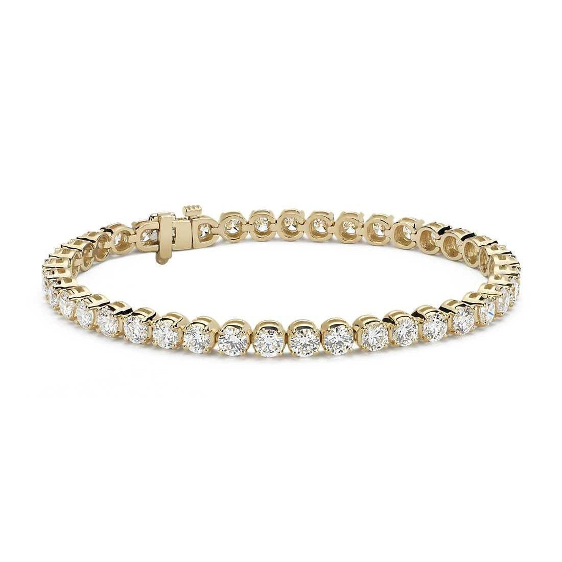 Ladies Round Brilliant Cut Diamond Tennis Bracelet 5.60 Carats Yellow Gold 14K Tennis Bracelet