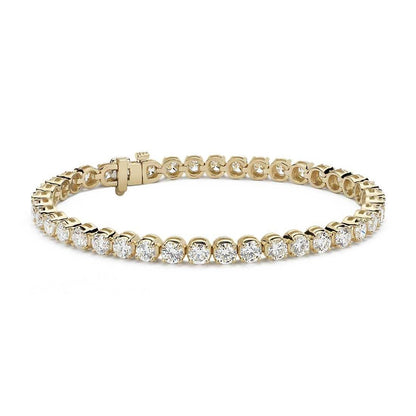 Ladies Round Brilliant Cut Diamond Tennis Bracelet 5.60 Carats Yellow Gold 14K Tennis Bracelet