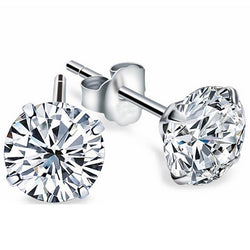 Ladies Round Diamond Stud Earring Solid White Gold Jewelry 4.5 Carats