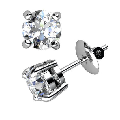 Ladies Stud Earrings Prong Set Round Cut Diamond Stud Earrings