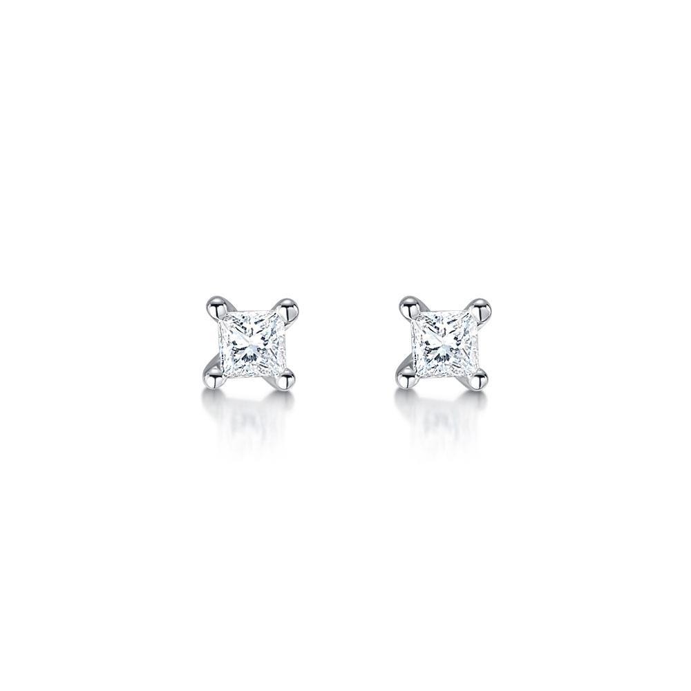 Ladies Studs Earring Prong Set Round Diamonds White Gold Stud Earrings