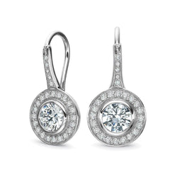 Lady Dangle Earrings 3.40 Carats Bezel Set Diamonds White Gold 14K