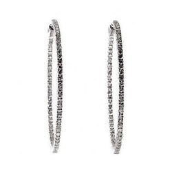Lady Hoop Earrings 3 Ct F Vs Round Cut Diamonds White Gold 14K