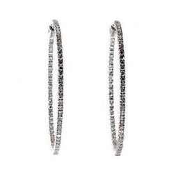 Lady Hoop Earrings 3 Ct F Vs Round Cut Natural Earth Mined Diamonds White Gold 14K