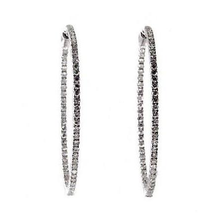 Lady Hoop Earrings 3 Ct F Vs Round Cut Diamonds White Gold 14K Hoop Earrings