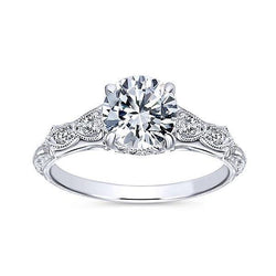 Vintage Style Diamond Engagement Ring 1.15 Carats 14K White Gold