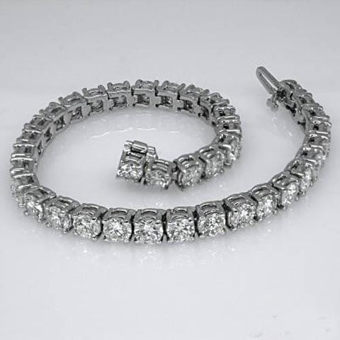 Lady Tennis Bracelet 16.5 Carats Round Cut Diamond White Gold Fine Tennis Bracelet