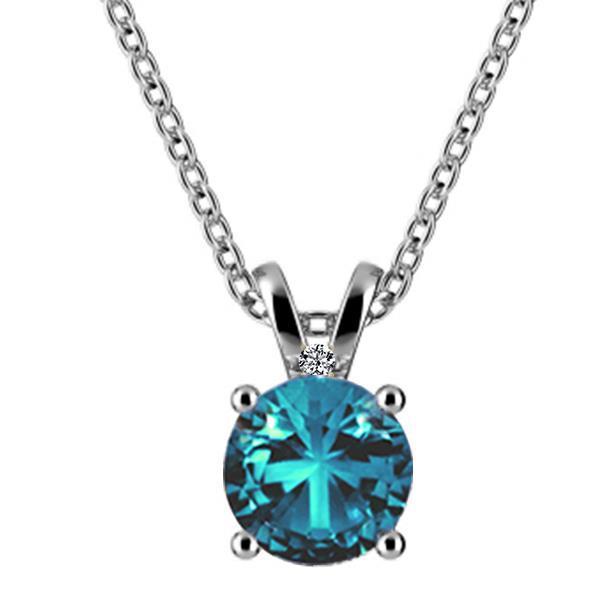 Lady White Gold 14K 7.05 Carats Blue Topaz And Diamonds Pendant Necklace Pendant