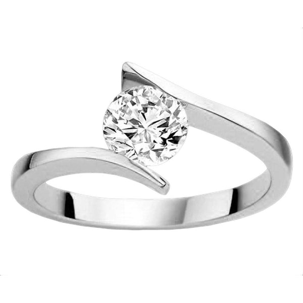 Like Tension Set Round Engagement Ring White Gold Solitaire Ring