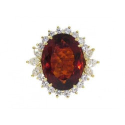 Madeira Oval Citrine And Natural Earth Mined Diamond Ring Yellow Gold 14K Jewelry 29.50 Ct
