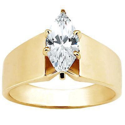 Marquise 1 Carat E Vvs1 Excellent Cut Diamond Solitaire Engagement Ring Yellow Gold New Solitaire Ring