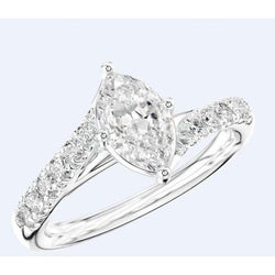 Marquise And Round Cut 3.25 Ct. Diamond Wedding Ring White Gold 14K