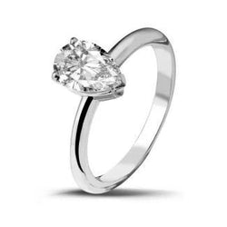 Pear Cut 1.75 Ct Solitaire Diamond Engagement Ring White Gold 14K